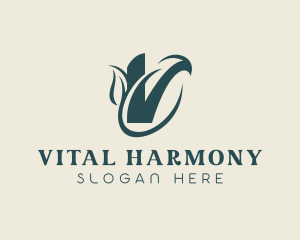 Natural Leaf Letter V logo design