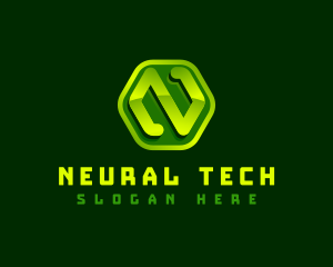 Tech Hexagon Letter N logo design