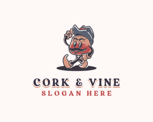 Walking Wine Glass Man logo design