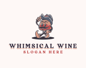 Walking Wine Glass Man logo design