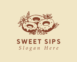 Retro Donut Flowers Cafe logo