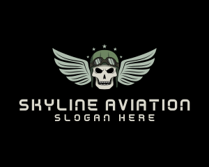 Aviation Pilot Gaming Skull logo