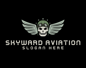 Aviation Pilot Gaming Skull logo