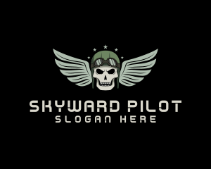 Aviation Pilot Gaming Skull logo