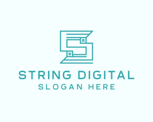 Digital Circuit Letter S logo design