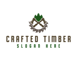 Lumberjack Axe Saw logo design