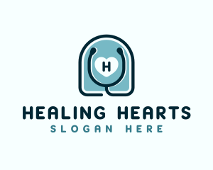 Stethoscope Heart Health logo design