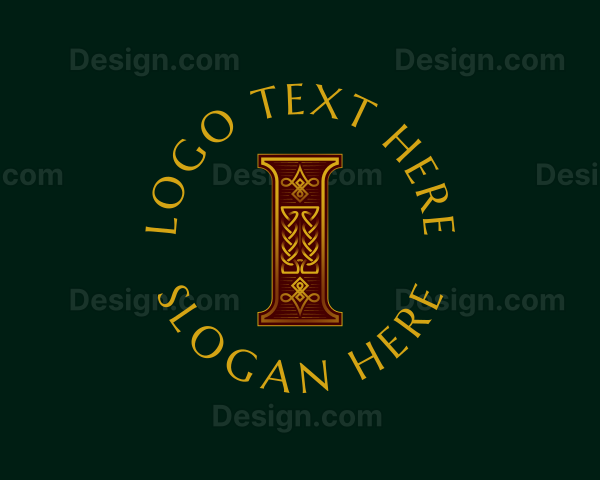 Ornate Celtic Knot Decoration Letter I Logo