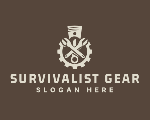 Industrial Piston Wrench Gear logo design