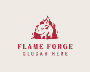 Fire Pork Meat logo design