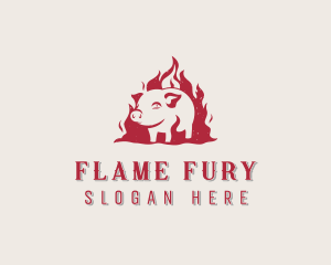 Fire Pork Meat logo design