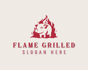 Fire Pork Meat logo design