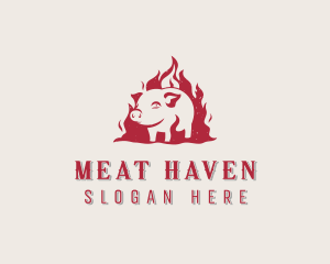 Fire Pork Meat logo design