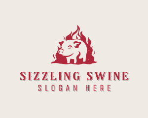 Fire Pork Meat logo design