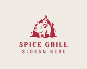 Fire Pork Meat logo design