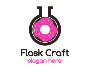 Pink Donut Flask logo design