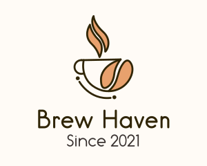 Hot Coffee Bean Cup logo design