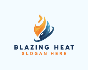 Heating Flame Droplet logo design