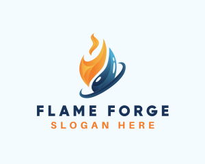 Heating Flame Droplet logo design