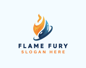 Heating Flame Droplet logo design