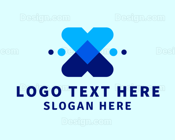 Blue Fintech Letter X Logo