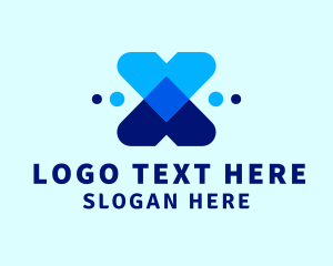 Blue Fintech Letter X Logo