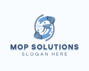 Mop Clean Sanitation logo design