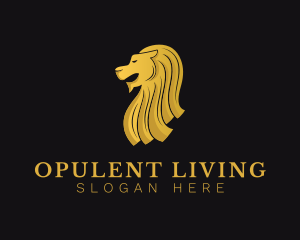 Golden Luxury Merlion  logo design