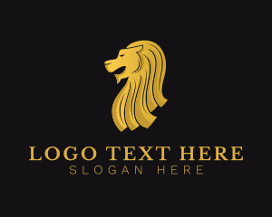 Lion - Golden Luxury Merlion logo design