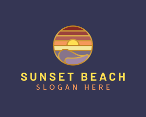 Wave Sunset Beach logo design