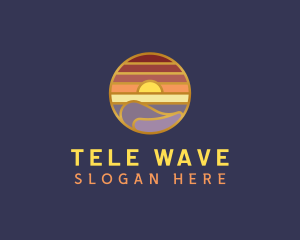 Wave Sunset Beach logo design