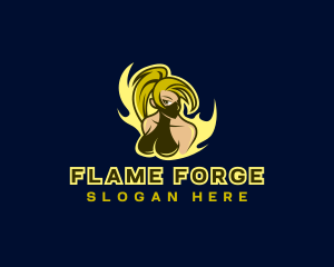 Female Ninja Fire Gaming logo design