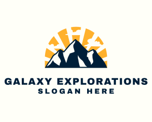 Sunset Mountain Peak logo design