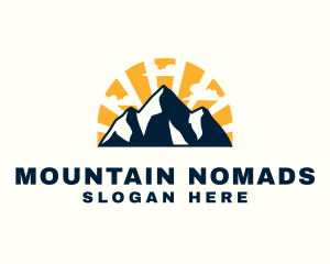 Sunset Mountain Peak logo design