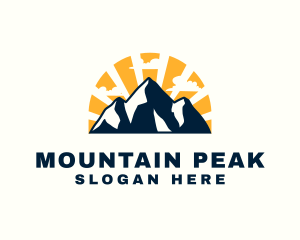 Sunset Mountain Peak logo design