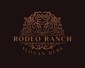 Floral Bull Ranch logo design