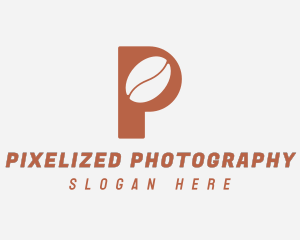 Brown Coffee Bean Letter P logo design