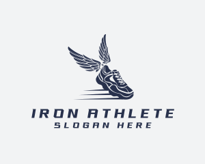 Running Shoe Wings logo design