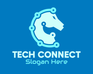 Blue Horse Tech Circuit logo design