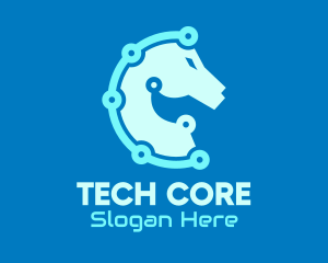 Blue Horse Tech Circuit logo design