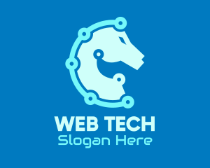 Blue Horse Tech Circuit logo design