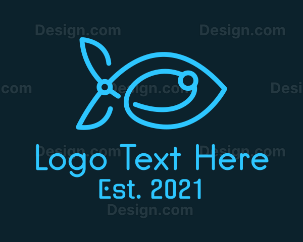 Blue Circuit Tech Fish Logo