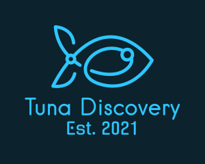 Blue Circuit Tech Fish logo design