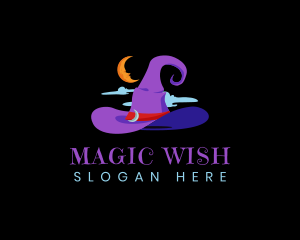 Moon Witch Hat logo design