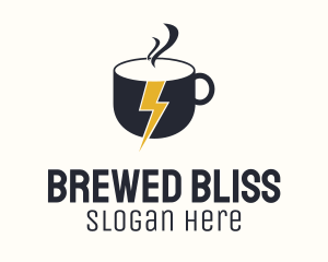 Coffee Lightning Bolt Energy logo design