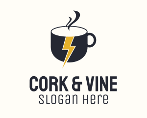 Coffee Lightning Bolt Energy logo design