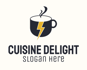 Coffee Lightning Bolt Energy logo design