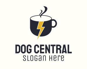 Coffee Lightning Bolt Energy logo design