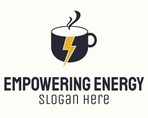 Coffee Lightning Bolt Energy logo design