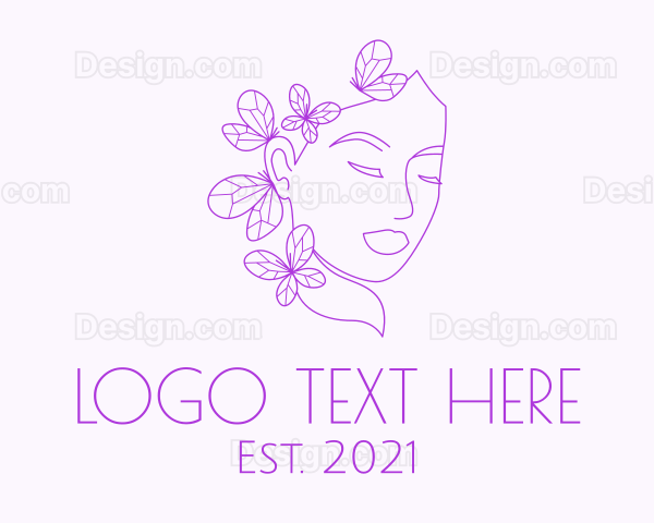 Beautiful Woman Butterfly Logo